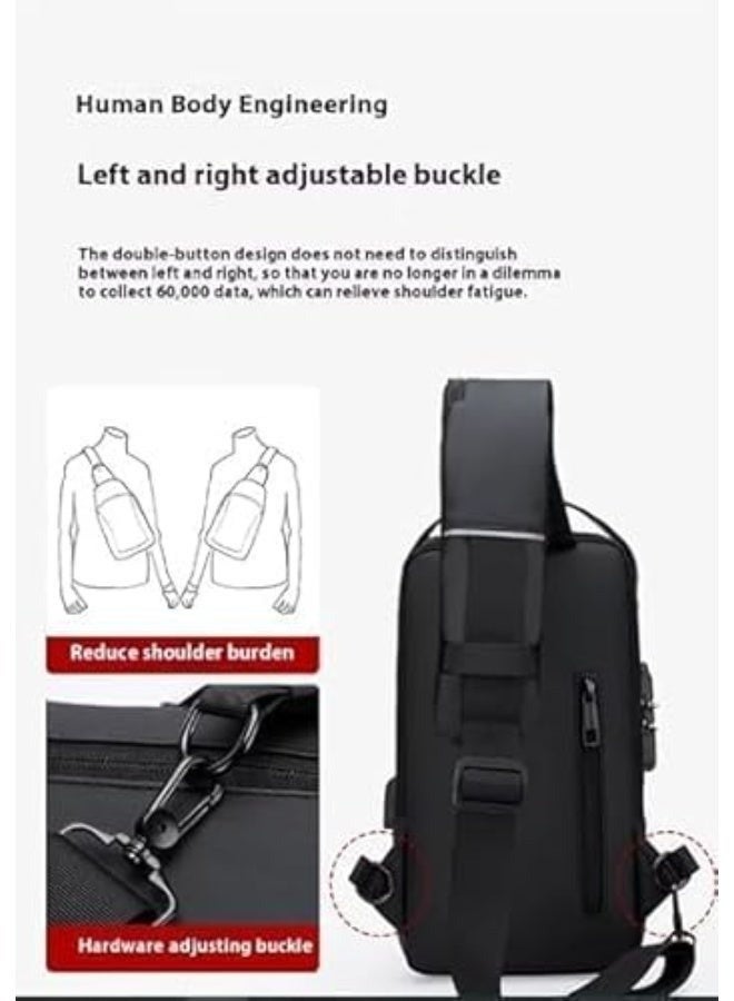 Waterproof Sling Bag for Men & Women – PU Leather Anti-Theft Crossbody Backpack, Adjustable Shoulder Strap, Hidden Security Pockets for Phone, Wallet, Keys, Three-Digit Combination Lock, Lightweight Travel and Daily Commute Bag for Hiking, Outdoor Activities, and Casual Wear - Image 4